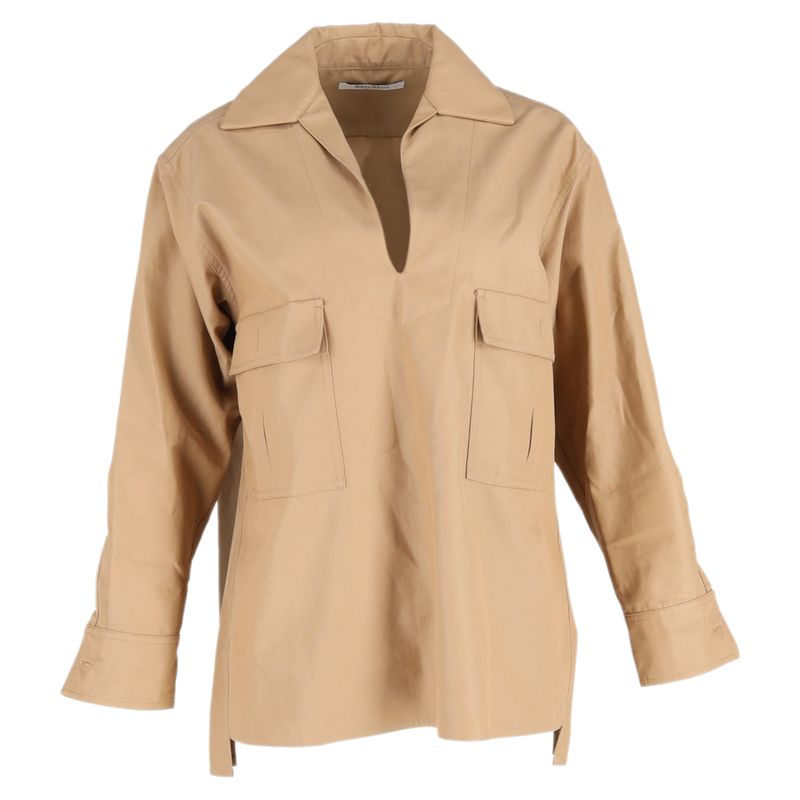 Max Mara Oversize Shirt With Pockets In Brown Cotton